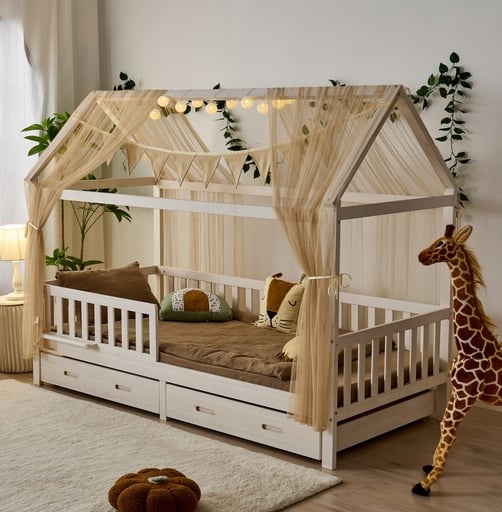 "Alavya Home Hausbett Deko-Set 150x350 cm Polyester / Bio-Baumwolle - 2er-Set, Beige image"