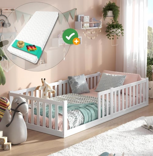 "Alavya Home Bodenbett TITAN 80x160 Komplett-Set – Kindermatratze COZY 80 x 160 cm (Kaltschaum) image"