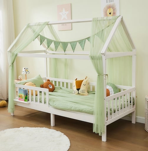 "Alavya Home Hausbett CLOUD 90 x 200 cm Komplett-Set – Polyester Dekoset Khaki + Kindermatratze COZY 90 x 200 cm (Kaltschaum) image"