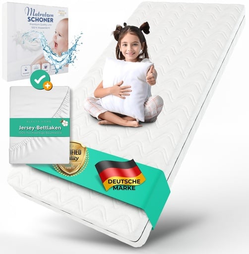 "Alavya Home Kindermatratze COZY 3-teiliges Set 90x200 cm Kaltschaum - 3er-Set, Weiß image"