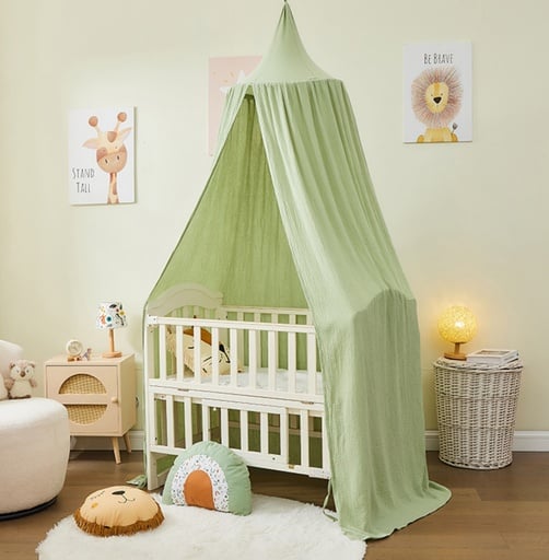 "Alavya Home Baldachin Betthimmel 250x50 cm Bio-Musselin Baumwolle - Khaki image"