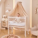 Alavya Home Babybett Betthimmel mit Himmelstange 150x240 cm Bio-Baumwolle - Beige