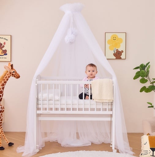 "Alavya Home Betthimmel mit Pompons Baumwolle - Weiß image"