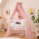 Alavya Home Betthimmel aus Tüll mit Pompons - Rosa