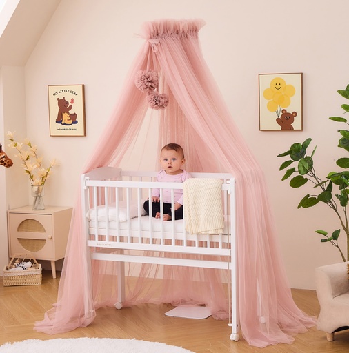 "Alavya Home Betthimmel mit Pompons Baumwolle - Rosa image"