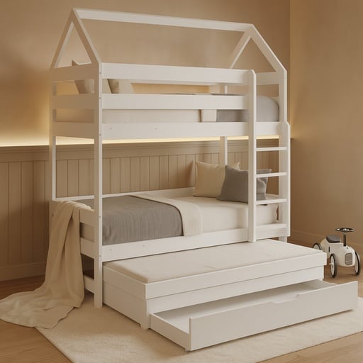 "Alavya Home Etagenbett CASA mit Gästebett 80x160 cm Kiefer - Weiß image"