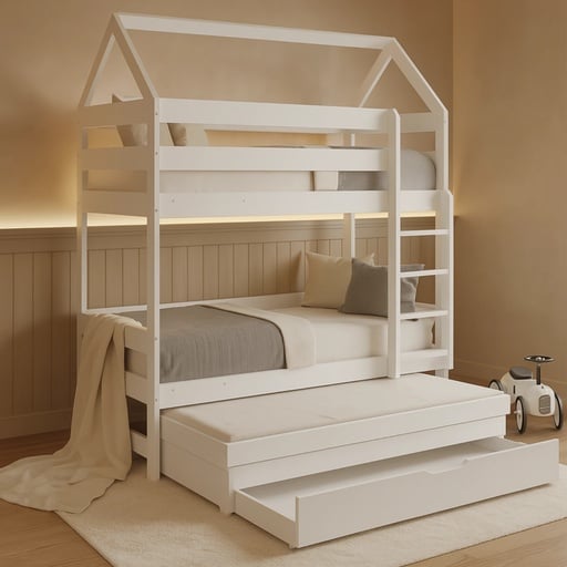 "Alavya Home Etagenbett CASA mit Gästebett 80x160 cm Kiefer - Weiß image"