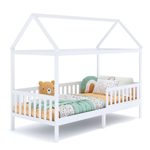 "Alavya Home Hausbett CLOUD 90x200 cm Buche - ohne Schublade, Weiß image"