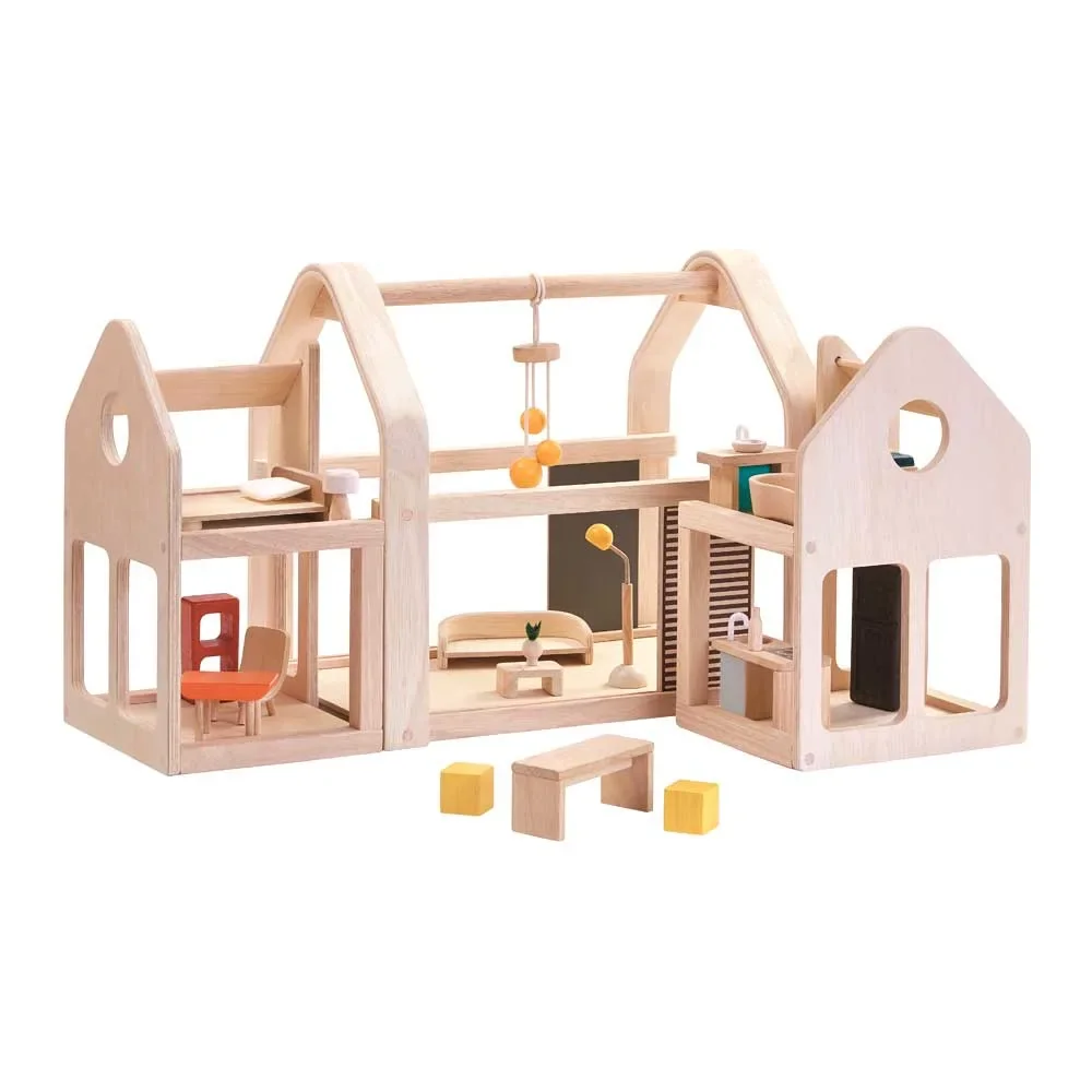 "Plan Toys Puppenhaus zum Mitnehmen Holz natur image"