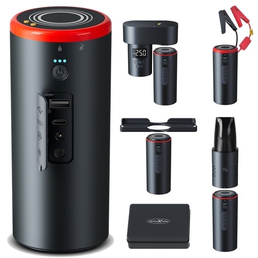"Smart Kit: Starthilfe-Powerbank mit Reifenfüller und Mini-Staubsauger image"