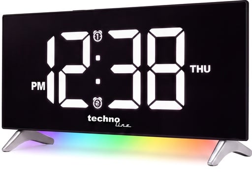 "WT470 Radio Alarm Clock with FM Radio, USB, 2 Alarm Times and Mood Light image"