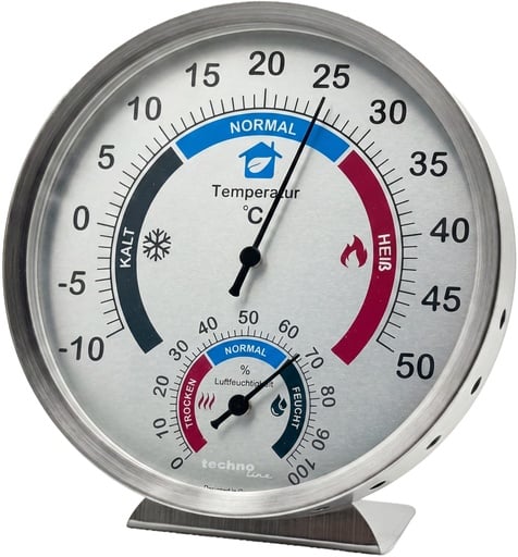 "WA3045 Analogue Thermo-Hygrometer, Battery-Free, Comfort Zone Display, Wall or Stand Mount image"