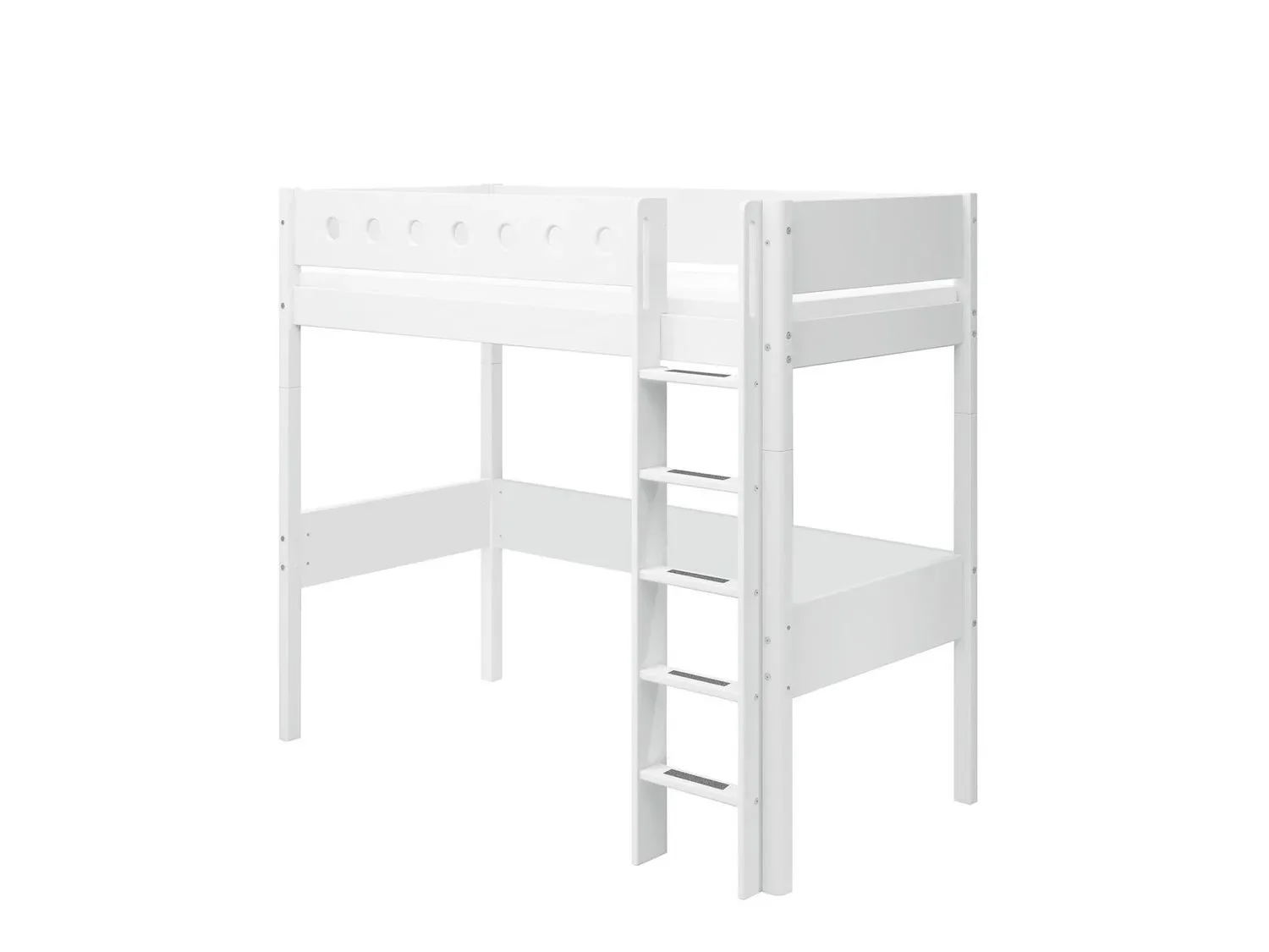 "FLEXA Modulares Etagenbett, Hochbett, Halbhohes bett für Kinder - MDF und Kiefer, 90x200 cm, Mit Rutschfester Leiter, Farbe: weiss image"