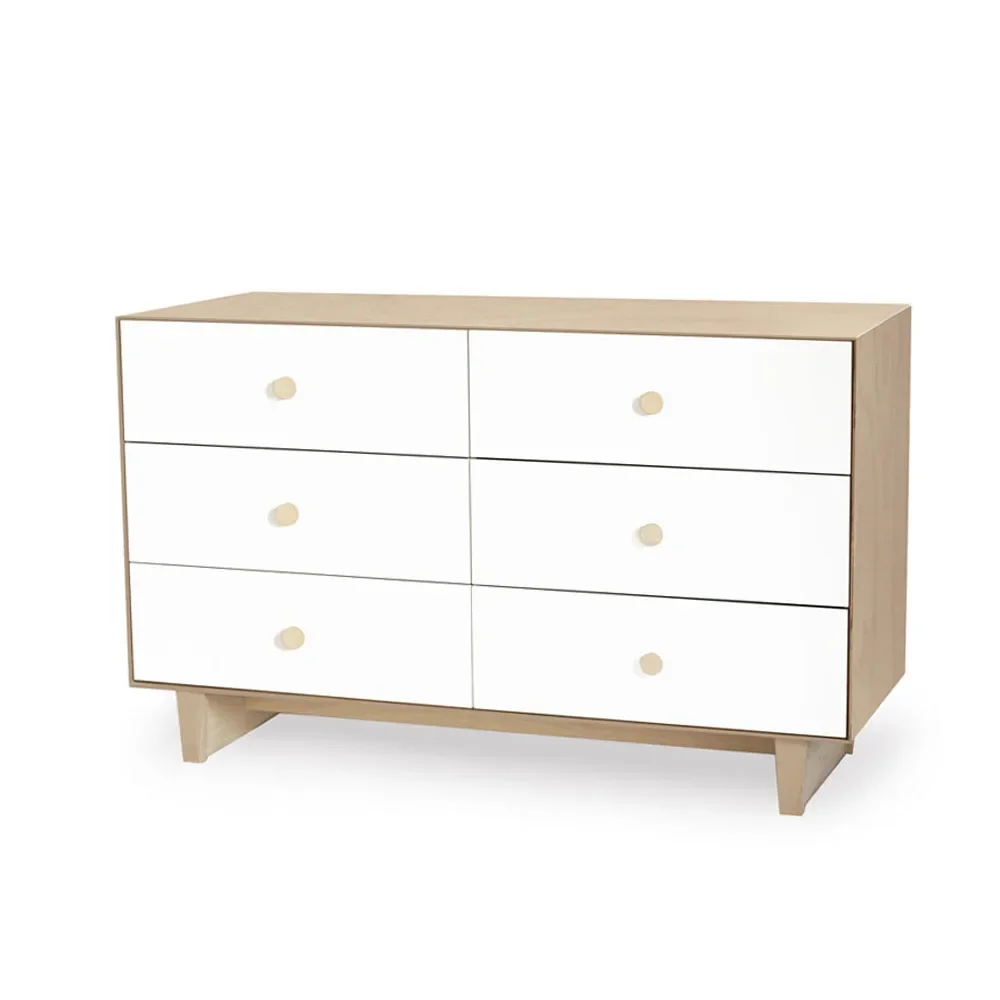 "Oeuf Kommode Merlin 6 Schubkästen weiß/Birke Füße Rhea, Farbe Füsse: Birke image"