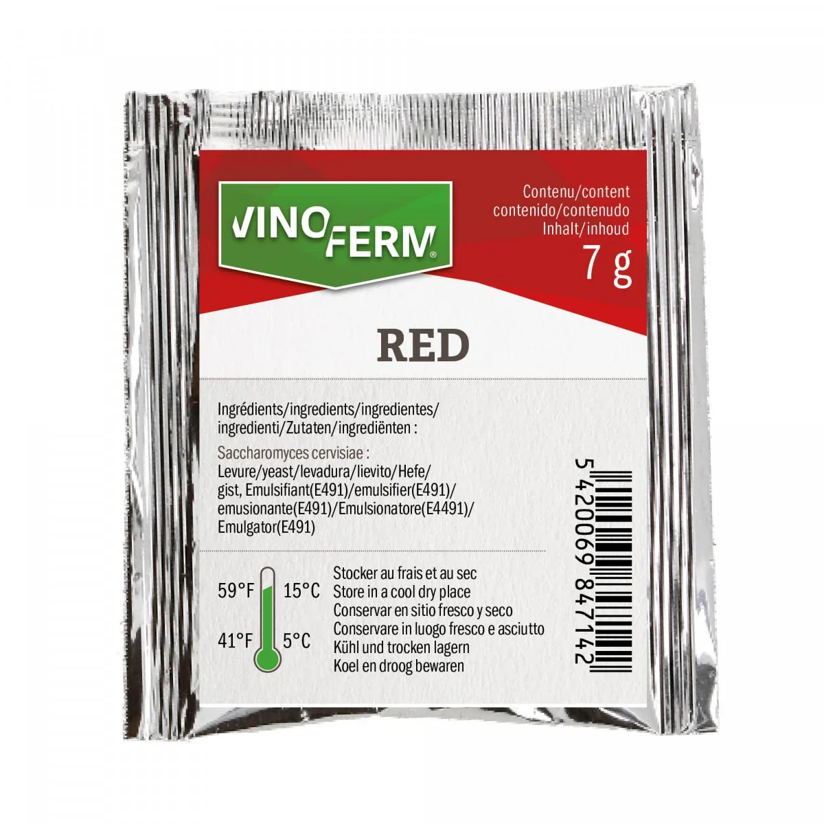 "Weinhefe, Trockenhefe Wein - Vinoferm, Red, 7g image"