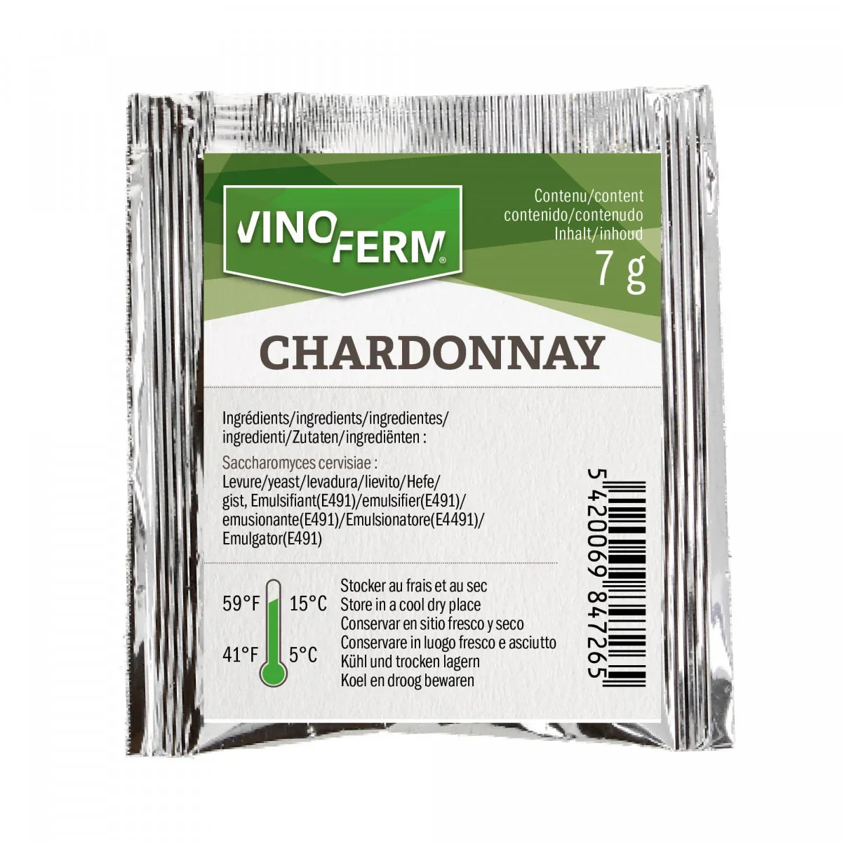 "Weinhefe, Trockenhefe Wein - Vinoferm Chardonnay, 7g image"