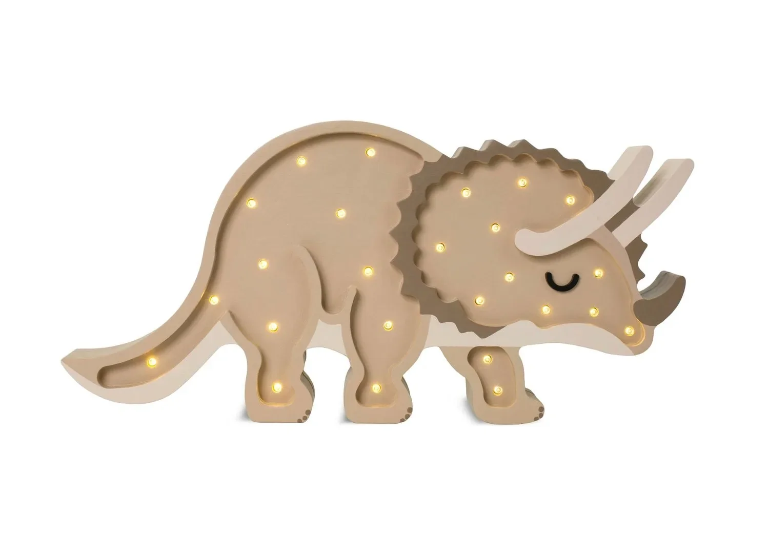 "Little Lights Nachtlicht Kinder, Nachtlampe Triceratops-Dinosaurier - 100% Kiefernholz natur, Farbe: Paläo-Sand image"