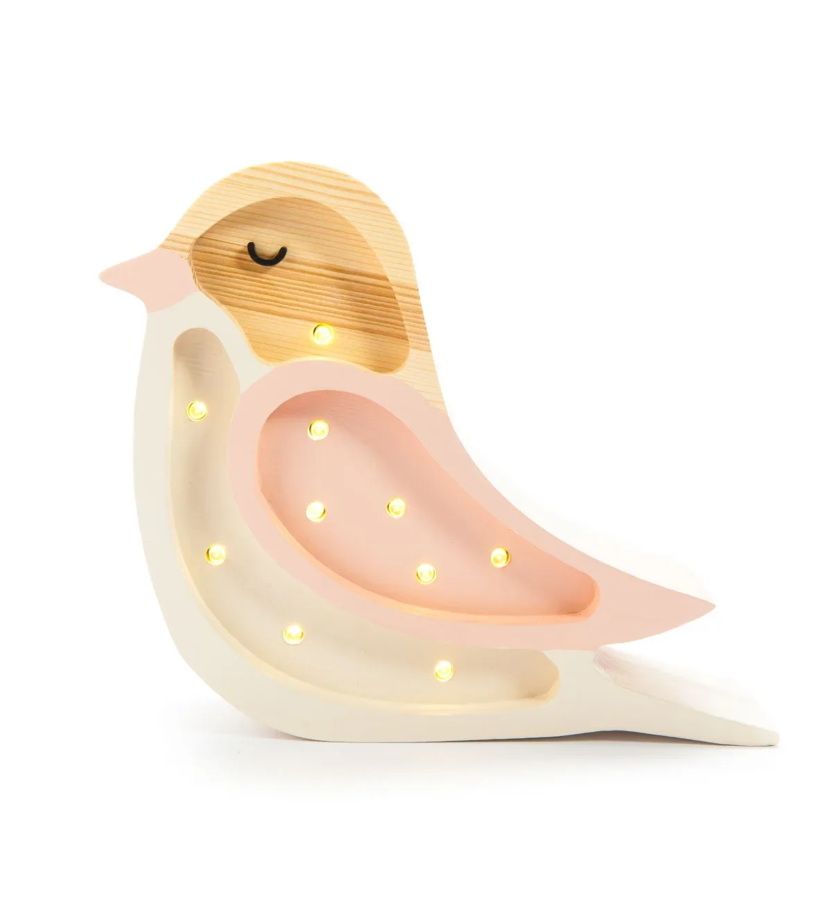 "Little Lights Nachtlicht Kinder, Nachtlampe Mini-Vogel - 100% Kiefernholz natur, Farbe: Erdbeercreme image"
