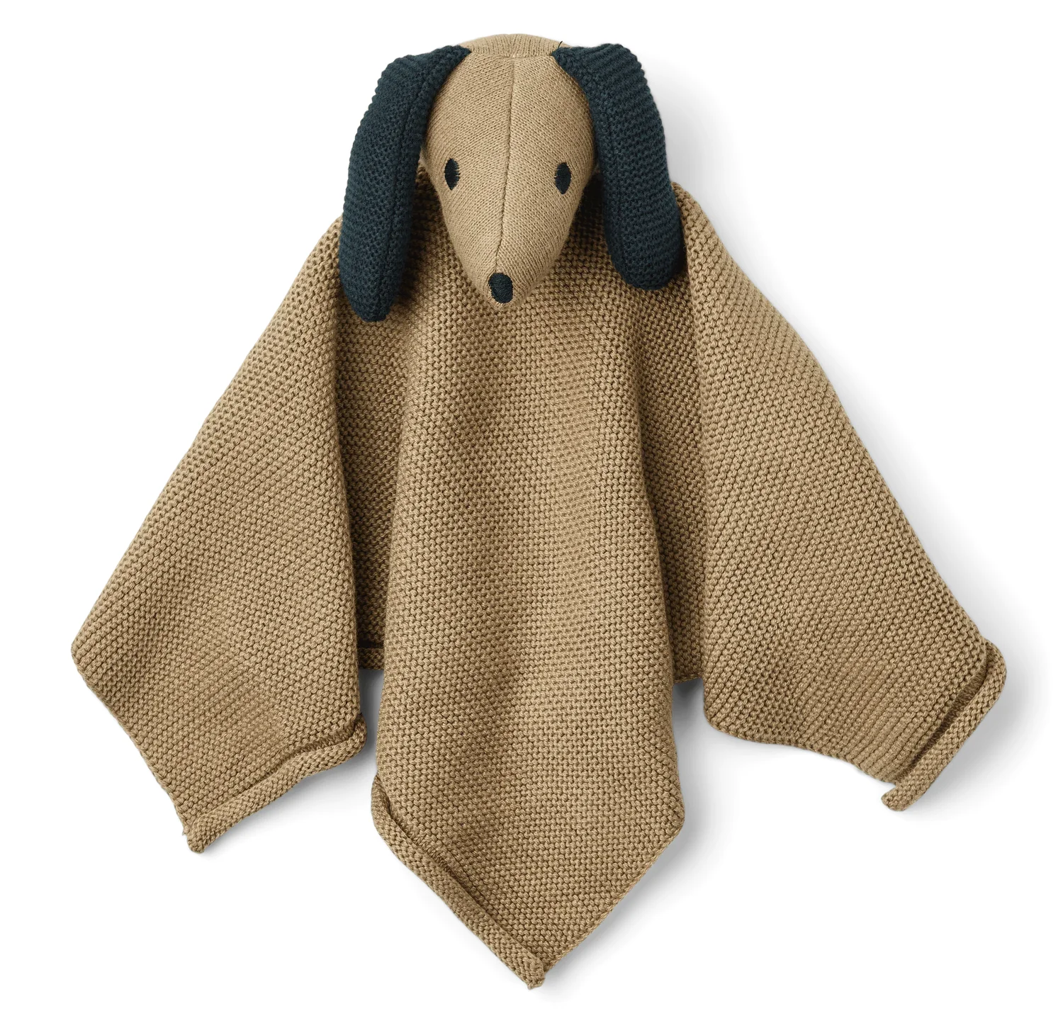 "Liewood Strick Schnuffeltuch, Kuscheltuch - 100 % Bio-Baumwolle, Farbe: Dog / Oat mix image"