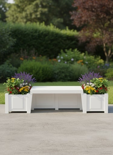 "Gartenbank „Berlin“ mit 2 Pflanzkästen, weiß image"