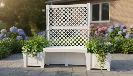 "Gartenbank „Kopenhagen“ mit Pflanzkästen und Spalier, weiß image"
