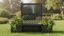 Gartenbank „Kopenhagen“ mit Pflanzkästen und Spalier, anthrazit
