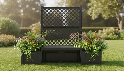 "Gartenbank „Kopenhagen“ mit Pflanzkästen und Spalier, anthrazit image"