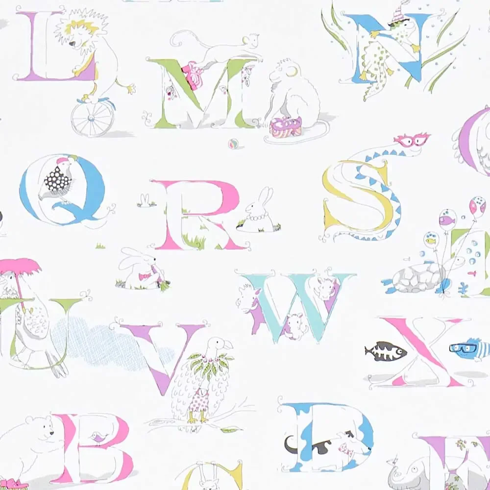 "Little Sanderson Abracazoo Motivstoff Alphabet creme aqua grün blau image"