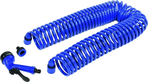 "Spiralschlauch-Set 15 m blau mit 7-fach Multifunktions-Sprühpistole image"