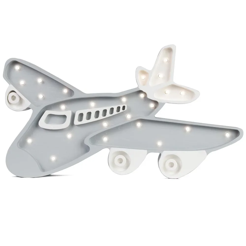 "little lights Led Deko Kinderlampe Flugzeug grau image"