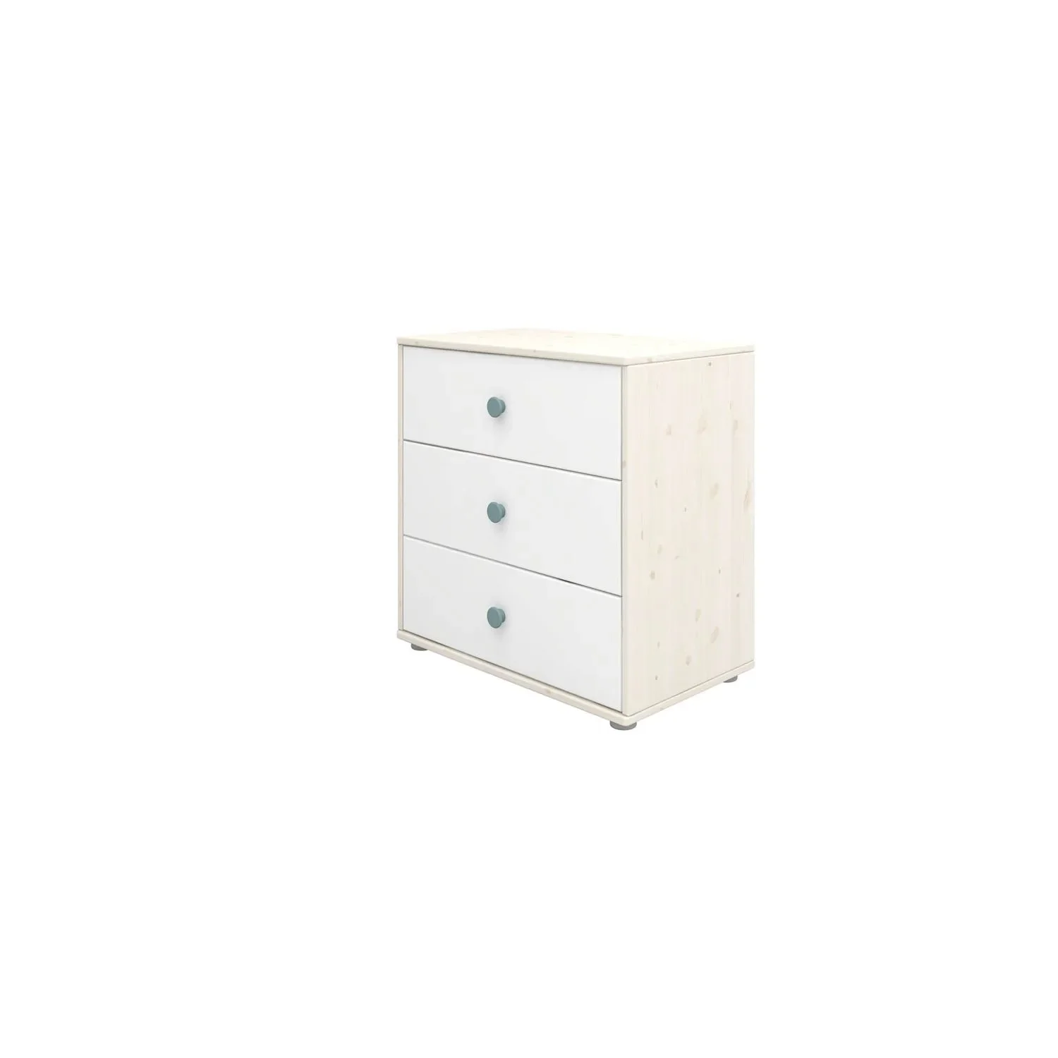 "Flexa Kommode - Classic, mit 3 Schublade, 72x74,5 cm, Farbe: Weiß gekalkt / Weiß / Türkis image"