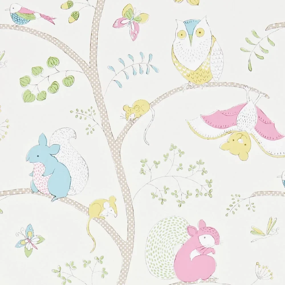 "Little Sanderson Abracazoo Tapete Baumtiere pink blau image"