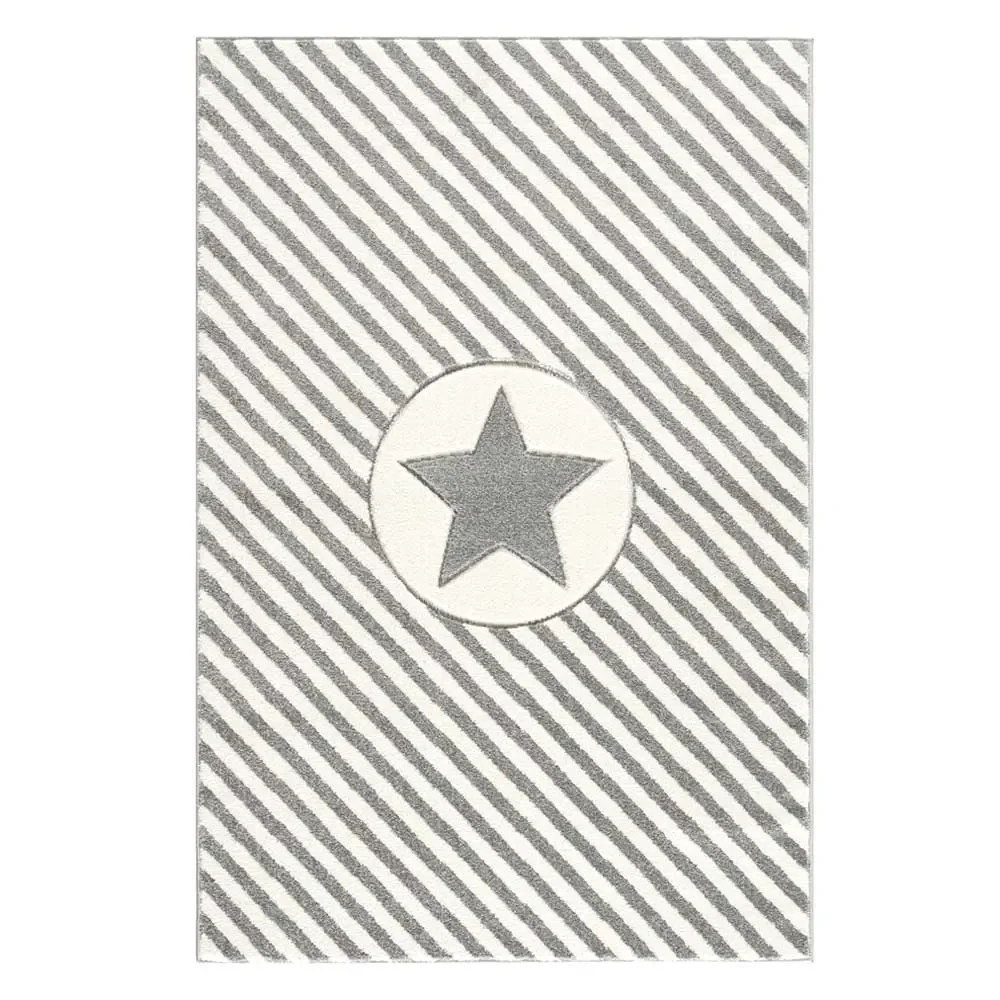 Livone Teppich Stern & Diagonal Streifen grau, 160 x 230 cm