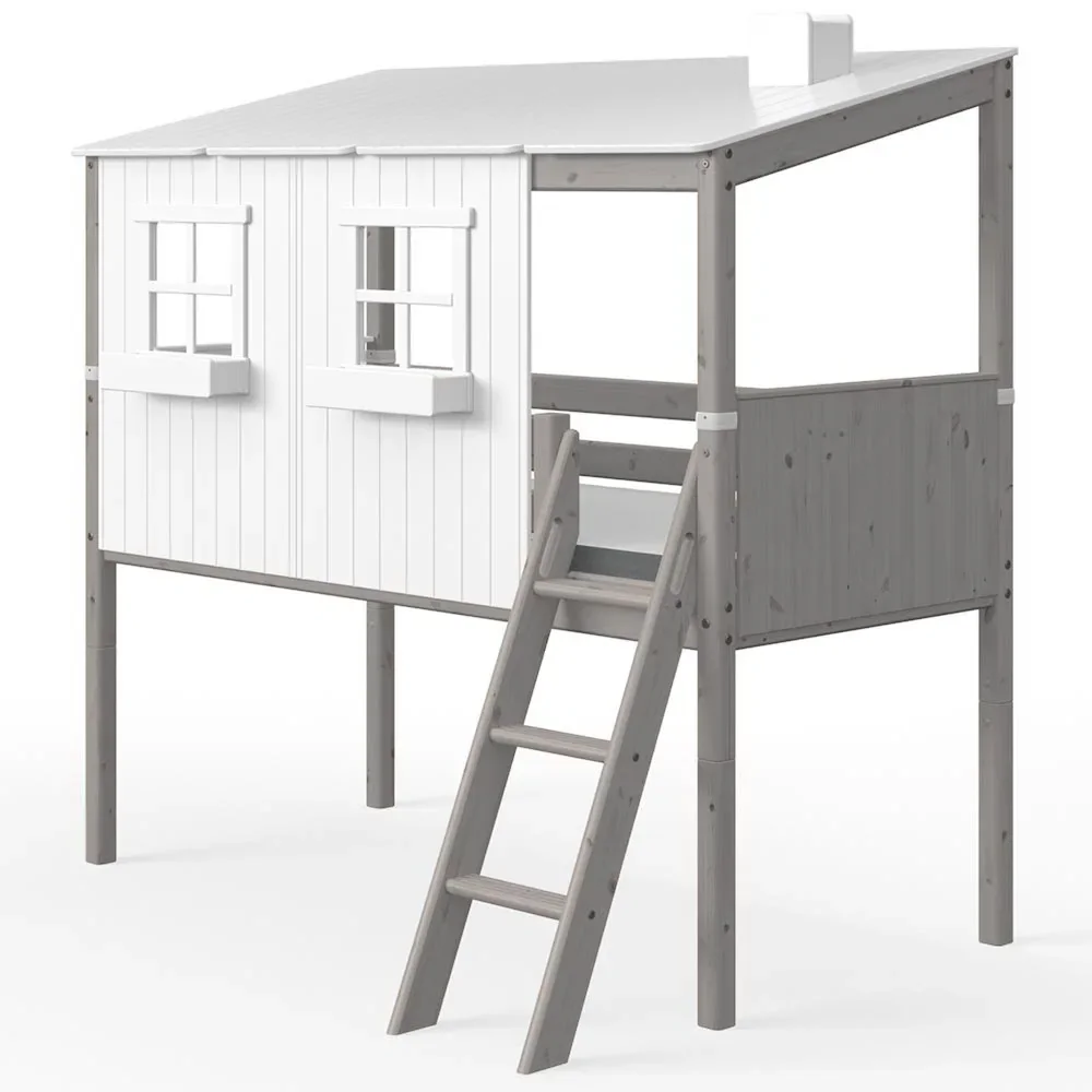 "Flexa halbhohes Bett Haus weiss grau image"