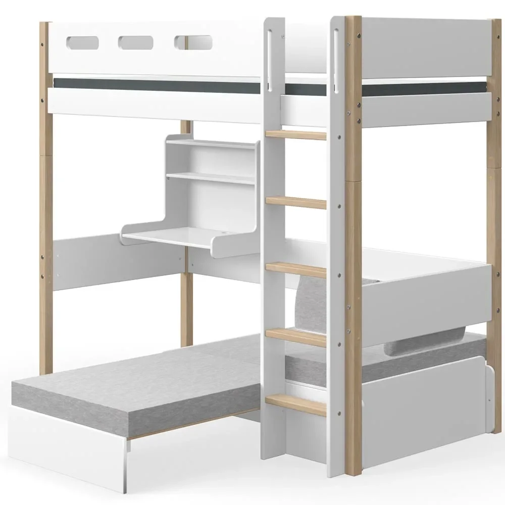 "Flexa Nor Hochbett "Casa" weiß / Eiche image"