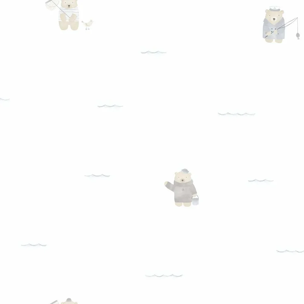 "Casadeco My Little World Tapete Seebär grau braun image"