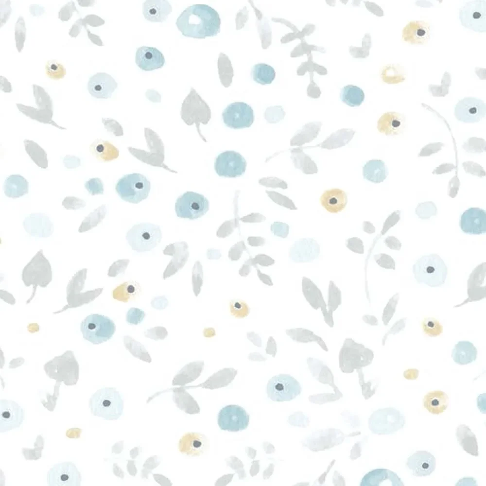 "Casadeco My Little World Tapete Streublümchen blau grau braun image"