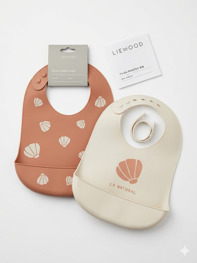 "Liewood Silikon Lätzchen 2er pack - Tilda, Farbe: Shell / Pale tuscany image"