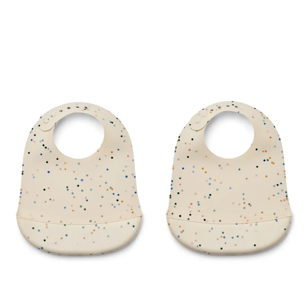 "Liewood Silikon Lätzchen 2er pack - Tilda, Farbe: Splash dots / Sea shell image"