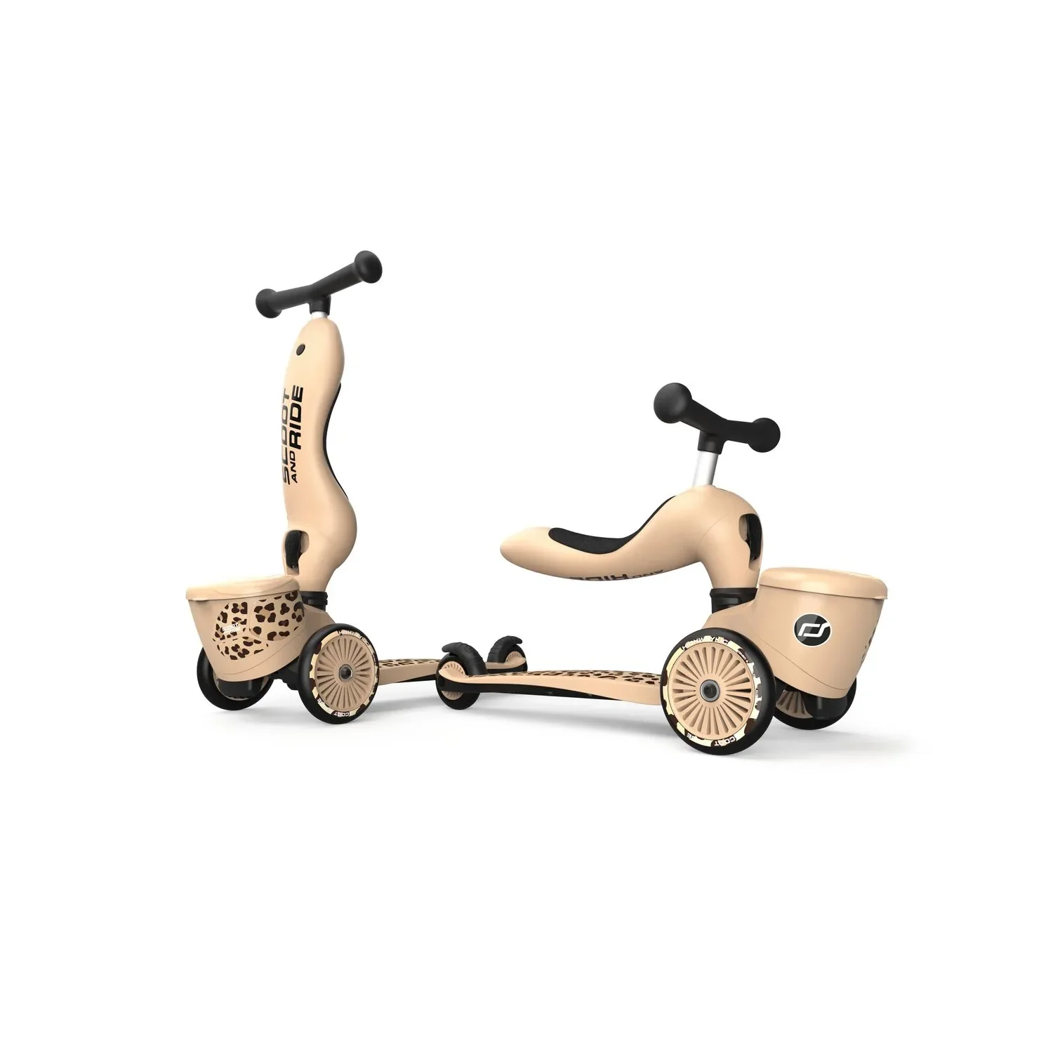 "Scoot & Ride Highwaykick 1 Lifestyle, 2in1 Roller, Kickboard, Scooter mit sitz, Farbe: Leopard image"