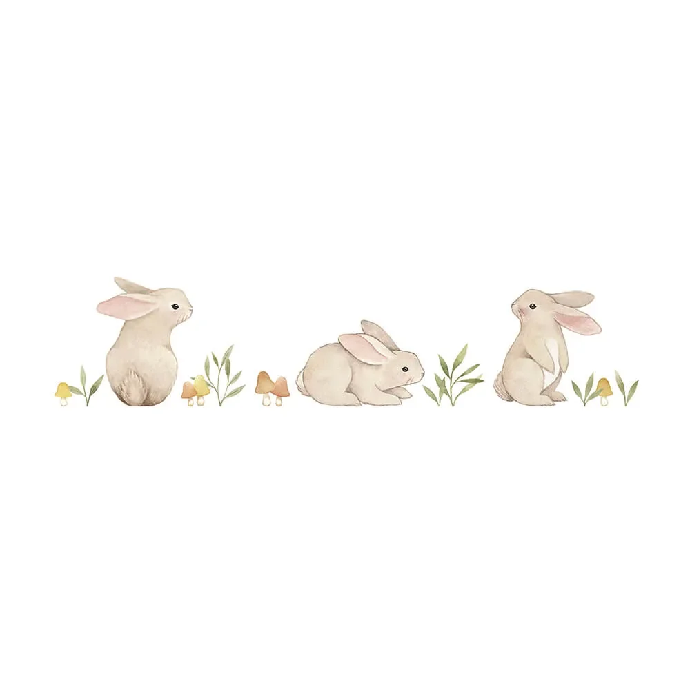 "Lilipinso Wandsticker A3 kleine Hasen im Gras braun image"