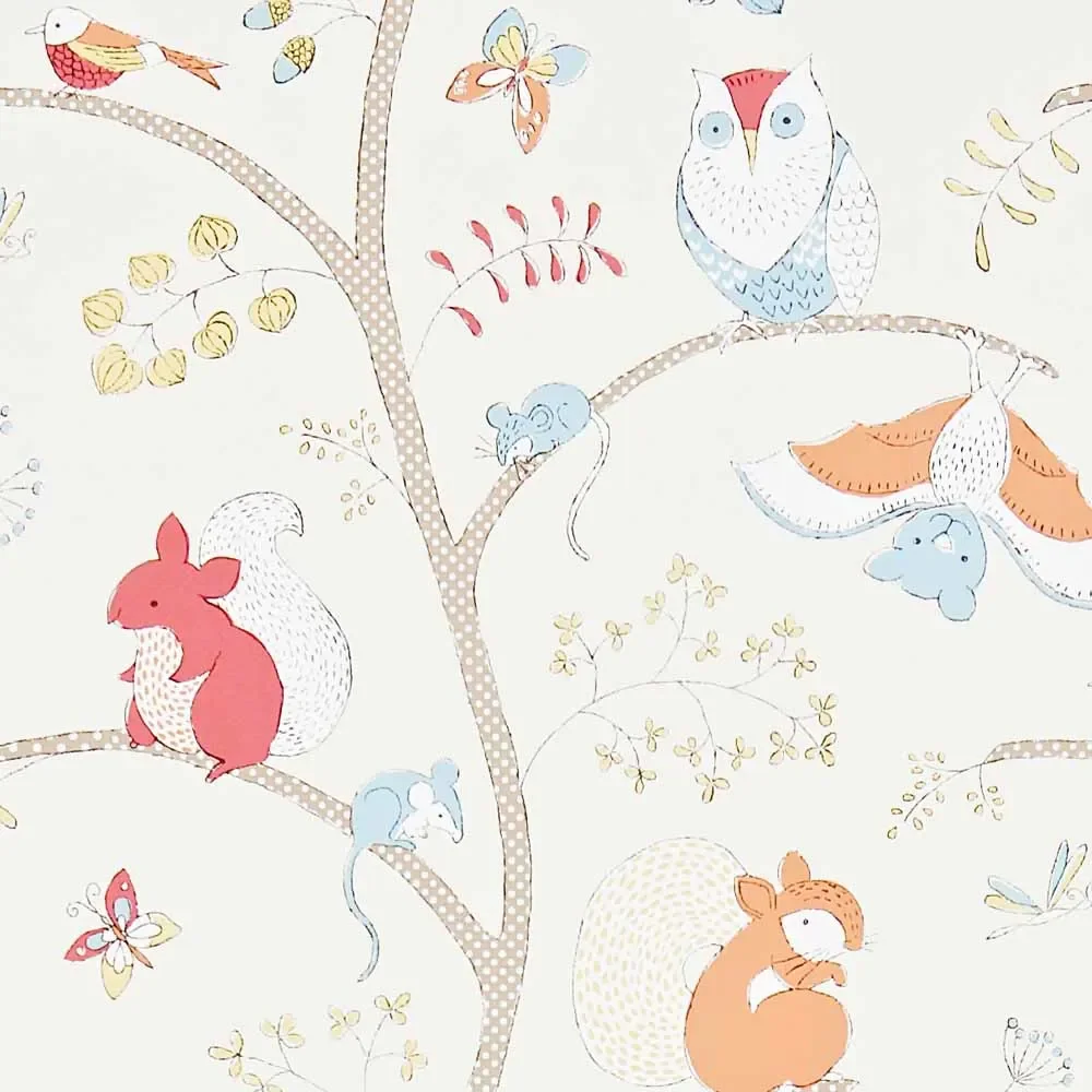 "Little Sanderson Abracazoo Motivstoff Baumtiere rot Ingwer image"