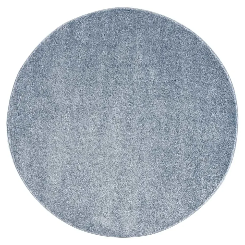 "Livone Teppich rund uni blau image"