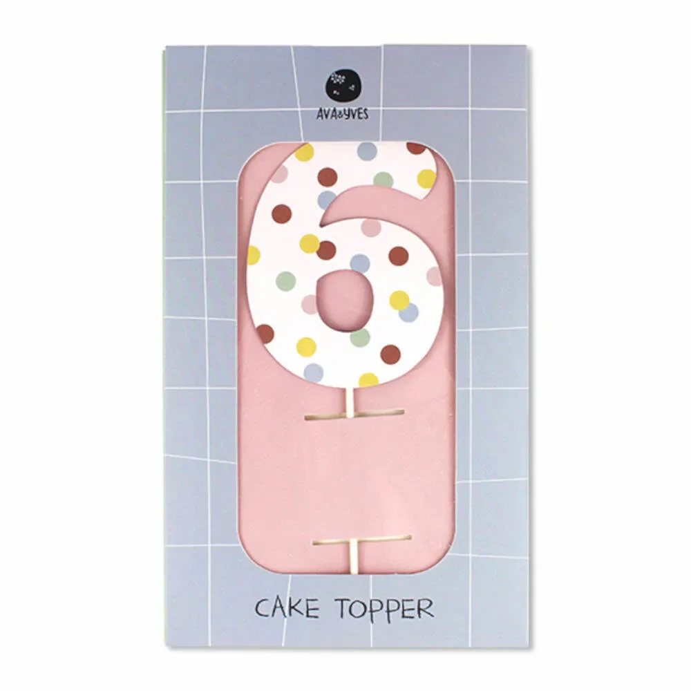 "Ava & Yves Cake Topper Zahl "6" image"