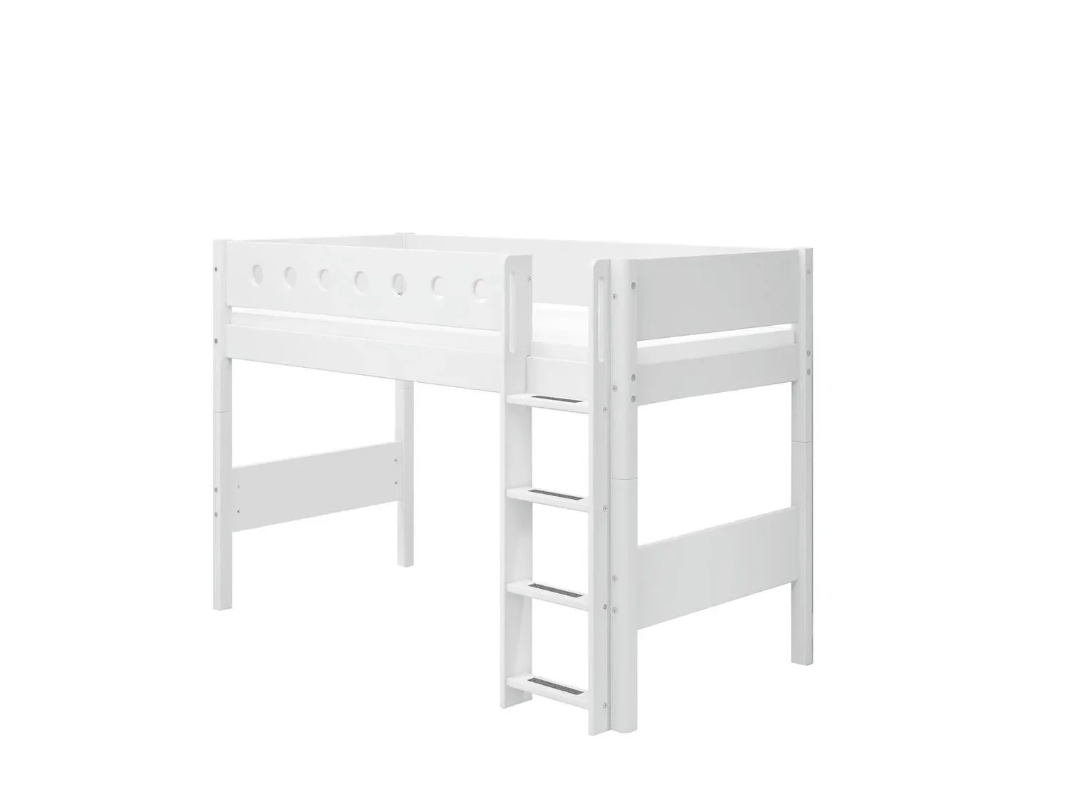 "FLEXA Hochbett, Mittelhohes Bett - Mitwachsendes, Kinderbett mit Stauraum, 90x200 cm, Farbe: weiss image"