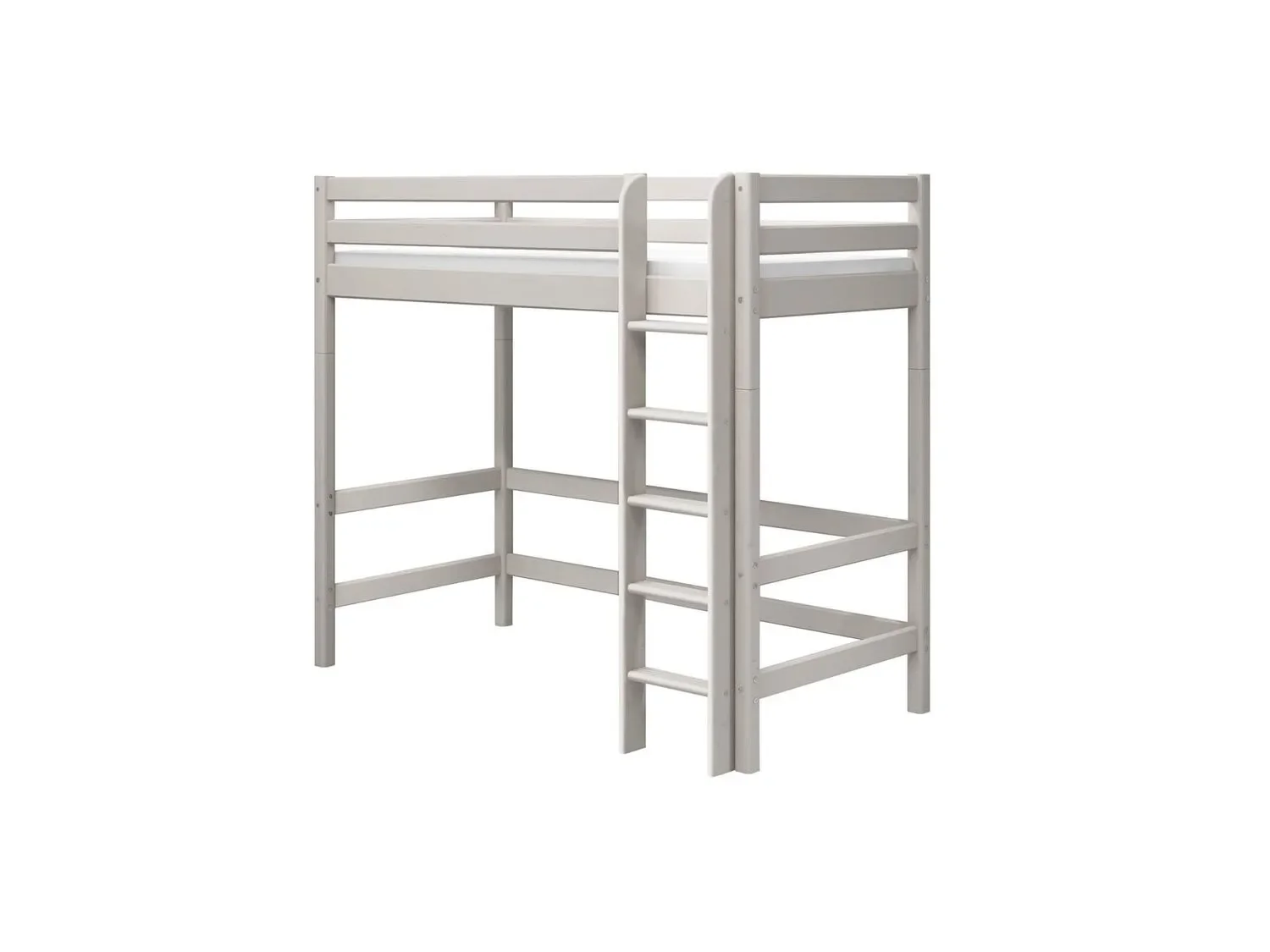 "FLEXA Classic Etagenbett, Hochbett, Kiefer - Sicheres & Mitwachsendes Kinderhochbett mit Rutschfester Leiter, 90x200 cm, Farbe: Grau gewaschene Kiefer image"
