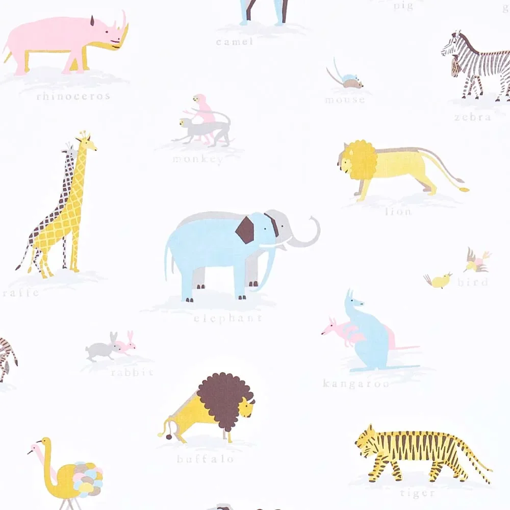 "Little Sanderson Abracazoo Motivstoff Safari Tiere creme rosa grau image"