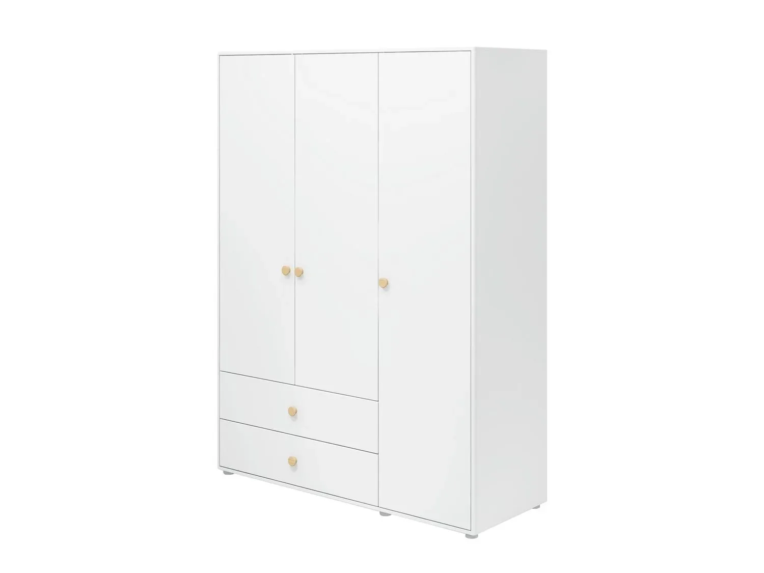 Flexa Kleiderschrank - Roomie, 3 Türen + 2 Schubladen, Farbe: Weiß/Eiche