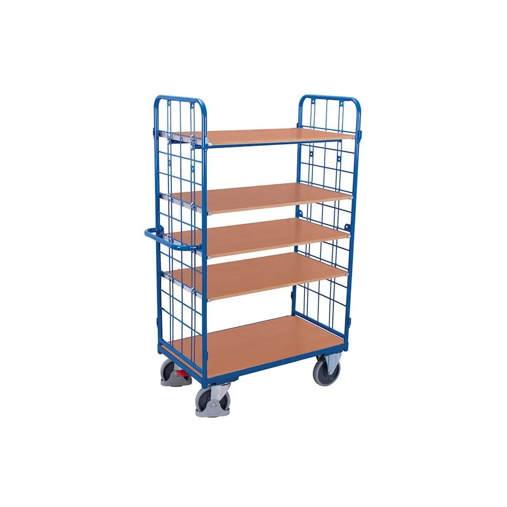 Paketwagen hoch mit 2 Gitterwänden + 5 Böden 500 kg Traglast Typ XL + EasySTOP