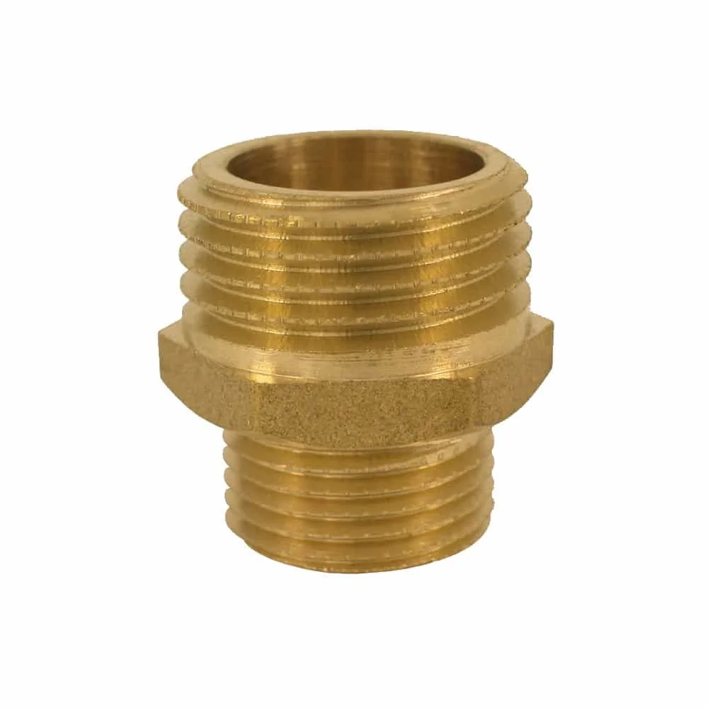 "Messing Fitting, Doppelnippel reduziert, 1 1/2" AG x 1/2" AG image"